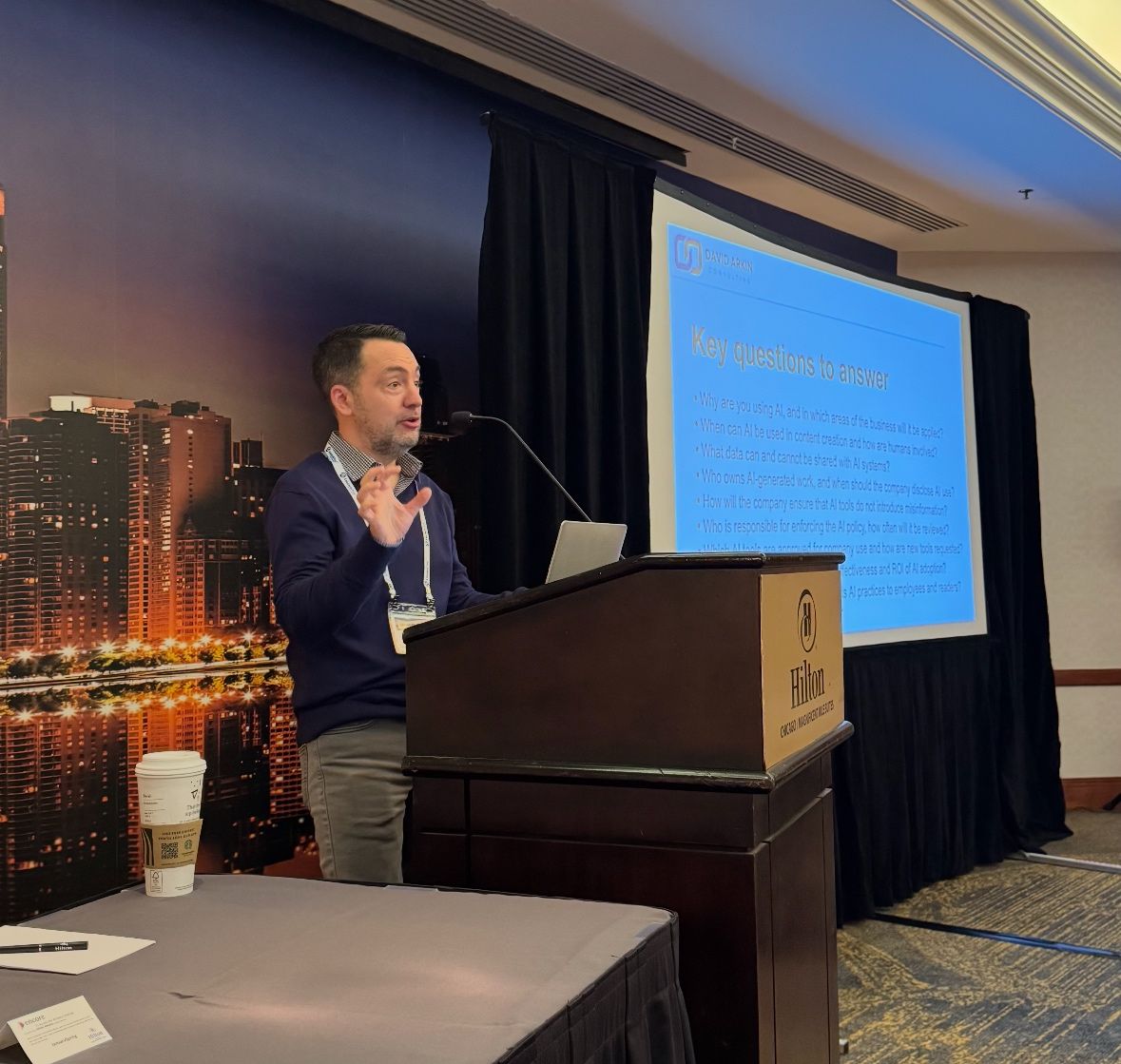 Image of David Arkin speaking regularly at industry conferences