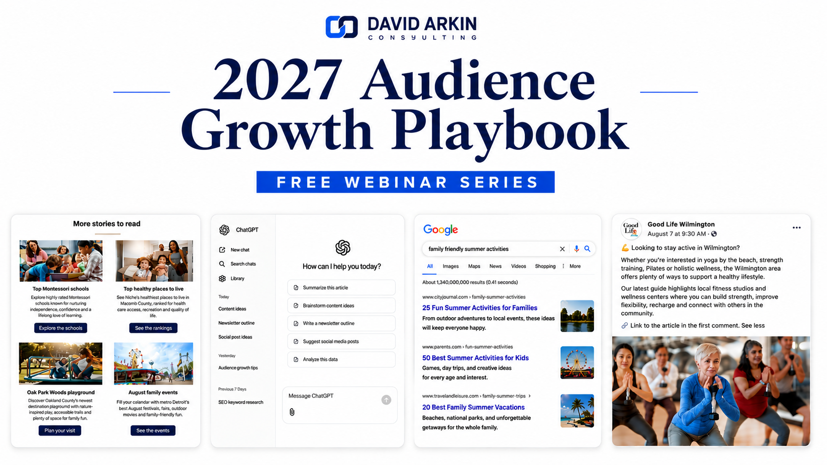 Featured image for “David Arkin Consulting launches 2027 Audience Growth Playbook, a free four-part webinar series for publishers”